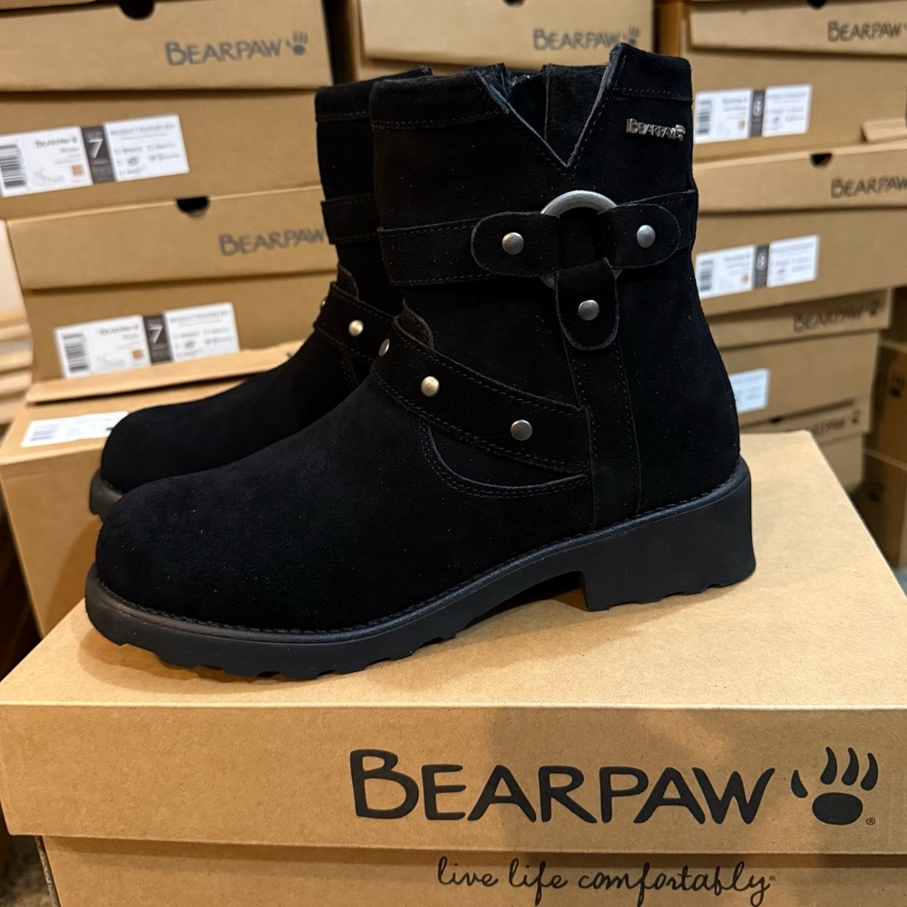 BEARPAW REECE BLACK HEEL BOOTS
